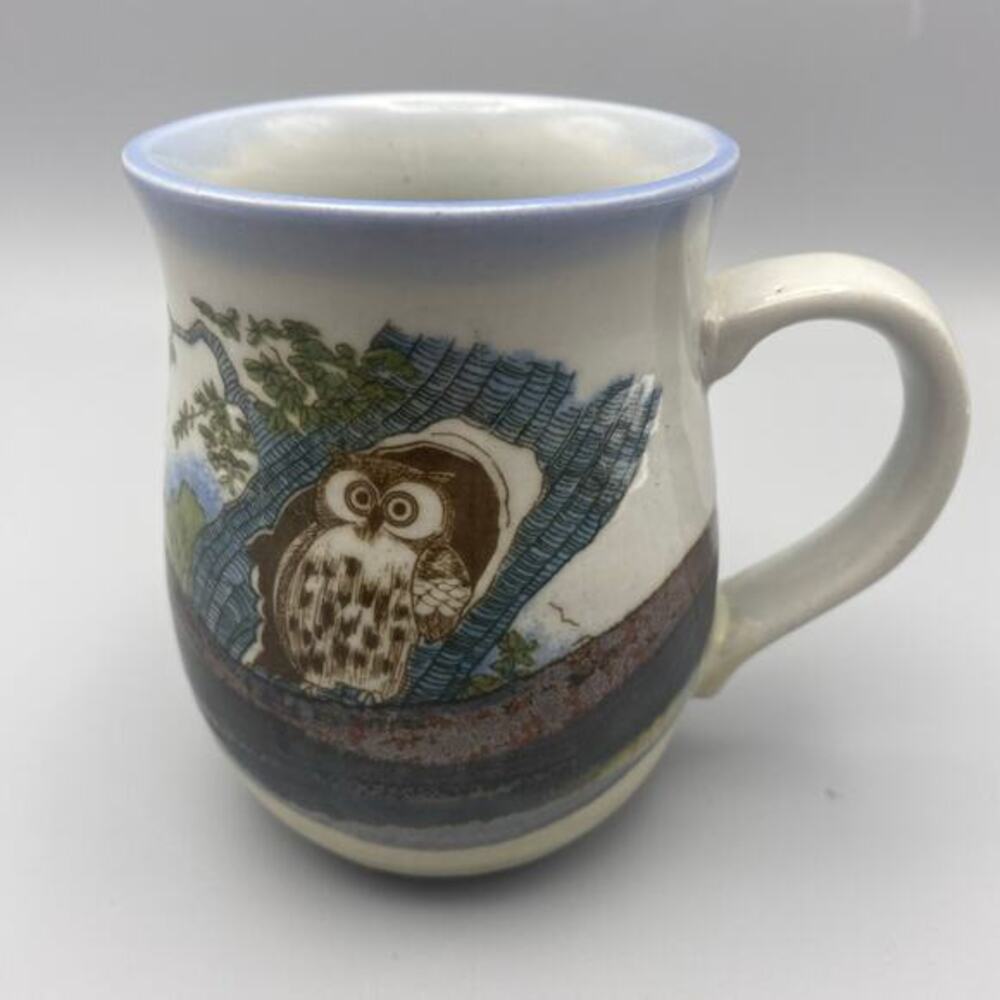 Vintage Pottery Coffee Mug OWL Tree 10oz Cottage Woodland‎ Cup